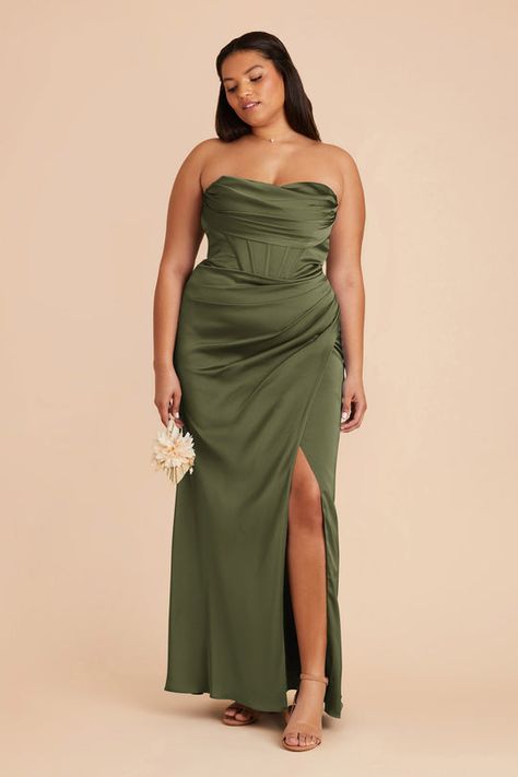 Olive Green Formal Dress, Sea Glass Bridesmaid, Plus Size Gala Dress, Plus Size Satin Dress, Olive Bridesmaid Dresses, Elegant Bridesmaid Dress, White Dresses For Sale, Carrie Dress, Convertible Bridesmaid Dress