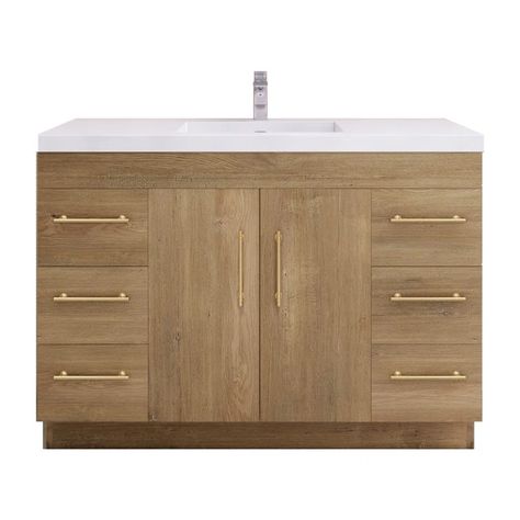 Willa Arlo Interiors Maplesville 48'' Single Bathroom Vanity with Top & Reviews | Wayfair Side Drawers, Mdf Cabinets, Freestanding Vanity, Transitional Bathroom Vanities, Bathroom Vanities For Sale, Sink Top, Best Bath, Wood Vanity, Wall Mounted Vanity