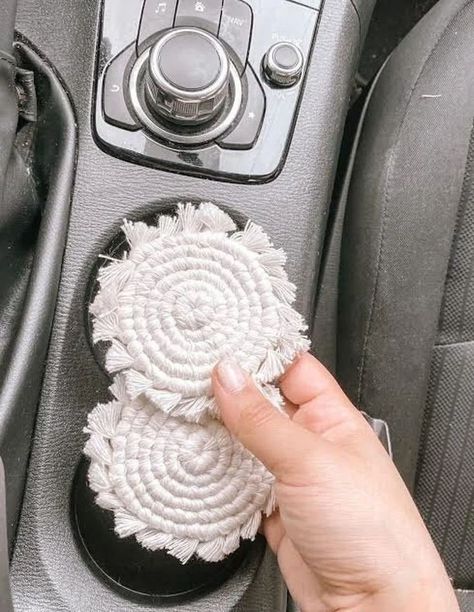 Knitted Car Accessories, Elephant 2003, Woven Coasters, Boho Car Accessories, Car Interior Diy, Hippie Car, Car Life, Girly Car Accessories, Car Things