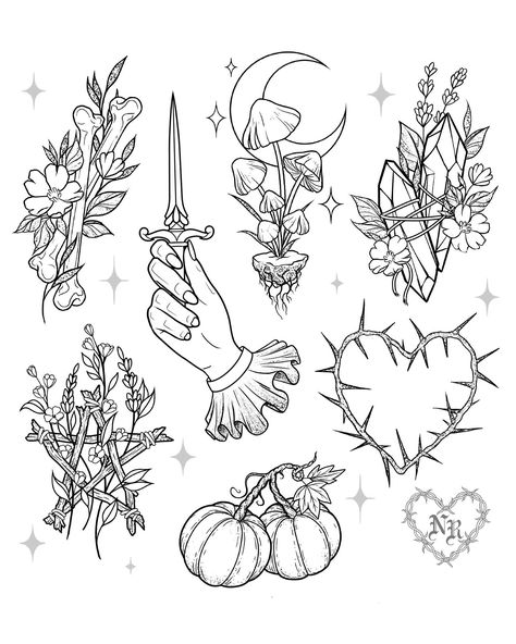 🎃 TATTOO FLASH DAY: Halloween edition 🎃 Sunday 29th October, 10:30am ‘til late 🖤 DM to book in – first come, first served 👻 £70-£100… | Instagram Witch Tattoo Flash Sheet, Flash Tattoo Spooky, Spooky Arm Sleeve Tattoo, Build Your Own Tattoo Flash, Spooky Tattoos Flash, Witchy Tattoo Flash Sheet, Spooky Season Tattoo Flash, Unique Space Tattoos, Aries Flash Tattoo