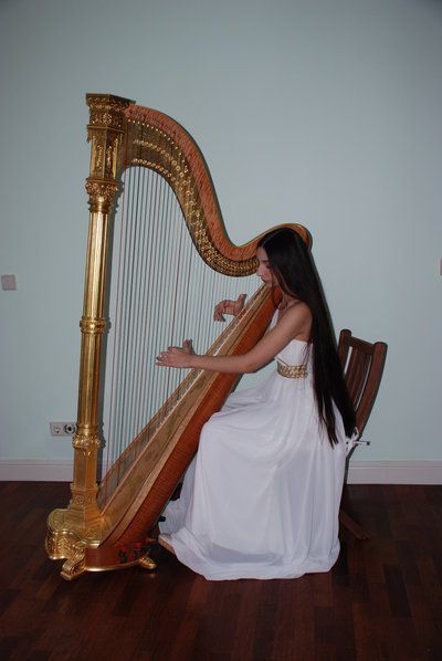 #art #artist #beautiful #gorgeous Harp Pose Reference, Harp Playing Reference, Magic Harp Fantasy Art, The Harp, Playing The Harp, Woman Playing Harp, Small Harp Aesthetic, Harps Music, Experimental Music