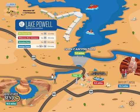 Lake Powell Arizona, Lake Powell Utah, Arizona Resorts, Glen Canyon Dam, Page Az, Arizona Map, Glen Canyon, Geography Map, Previous Year Question Paper