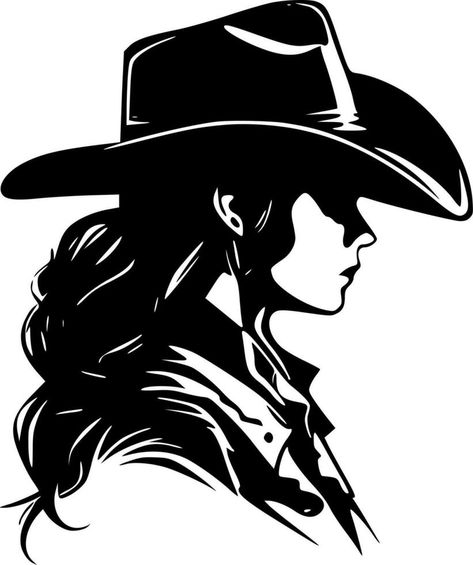 Cowgirl Portrait, Xiaomi Wallpaper, Western Clip Art, Cowgirl Silhouette, Cowgirl Images, Clip Art Black And White, Western Town, Cowgirl Art, Drawing Heads