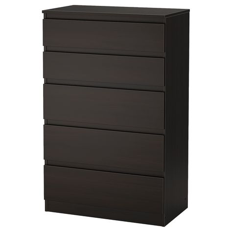 KULLEN 5-drawer chest, black-brown, 271/2x441/8" Of course your home should be a safe place for the entire family. That’s why hardware is included so that you can attach the chest of drawers to the wall. Kullen Dresser, Ikea Kullen Dresser, Ikea Kullen, Ikea 2015, Black Dressers, 8 Drawer Dresser, 5 Drawer Dresser, 4 Drawer Dresser, Plastic Edging