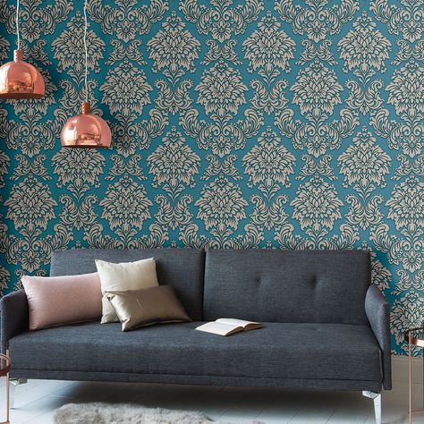 Dark teal living room