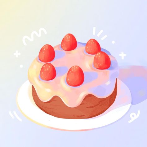 Cake Art Print, Desserts Drawing, Dessert Illustration, Cake Drawing, Kawaii Dessert, Cake Illustration, Procreate Illustration, Cake Printing, Getting Over