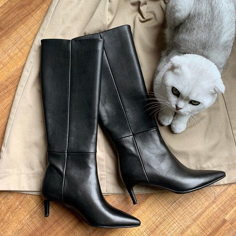 Genuine Leather Knee High Boots, Ladies Long Boots, Soft Boots, Basic Boots, Leather Knee High Boots, Pointed Toe Boots, Slip On Boots, Womens Mid Calf Boots, Genuine Leather Shoes