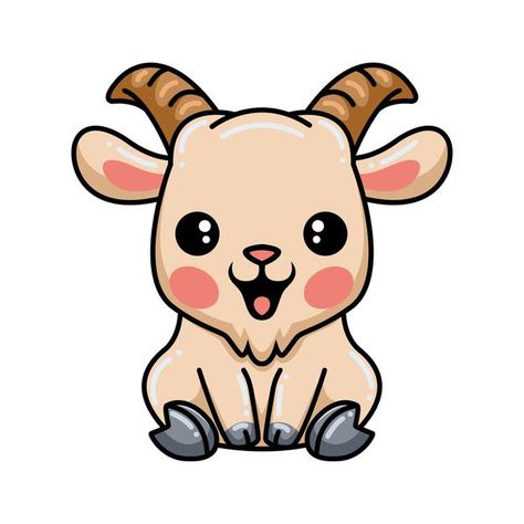 Cute baby goat cartoon sitting Premium V... | Premium Vector #Freepik #vector #baby #design #hand #character Cartoon Sitting, Goat Art, Animal Nail Art, Happy Farm, Baby Goat, Work Stickers, Cute Goats, Bible Crafts For Kids, Baby Motiv