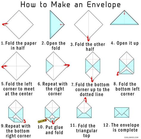 How to Make Your Own Origami Envelope from Paper | Cool2bKids Diy Envelop, Make An Envelope, Kartu Ulang Tahun Diy, Origami Envelope, طابع بريدي, Kartu Valentine, How To Make An Envelope, Seni Dan Kraf, Pen Pal Letters