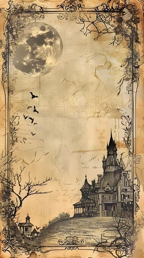 Vampire Junk Journal, Old Pages Aesthetic, Gothic Printables, Vintage Halloween Wallpaper, Idea To Paint, Gothic Background, Stuffed Pumpkin, Vintage Paper Printable, Vintage Upcycle