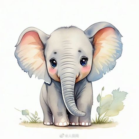 Baby Animal Painting, Baby Animal Art, Baby Animal Drawings, Nursery Pictures, Elephant Art, Cute Cartoon Drawings, Arte Animal, Art Drawings For Kids, Baby Art