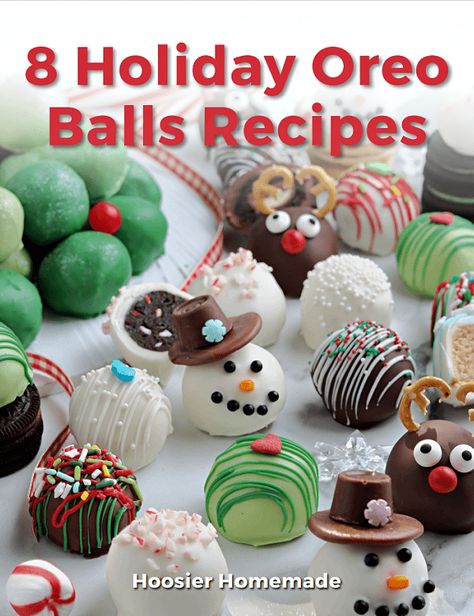 Learn how to make these EASY Christmas Oreo Balls! 8 different Oreo Balls Recipes including Snowman, Reindeer, Winter themes, Grinch, Hidden Surprise, Peppermint, Christmas and Wreath Ornament Oreo Balls, Oreo Ball Snowmen, Oreo Snowman Balls, Christmas Oreo Truffles, Snowman Oreo Balls, Christmas Oreo Balls, Oreo Balls Christmas, Cake Puck, Oreo Cookie Balls Recipe