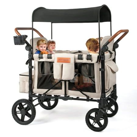 Important information To report an issue with this product,click here. Product Description JOYMOR Face to Face Seats Folding Baby Stroller Wagon is made of softer and skin-friendly fabric material which making children more comfortable. The high seats with 5 point harness provide kids a large space to hang their legs more comfortable. A side zipper door, toddlers can get in and out easier, wagon has UV-protection canopy and carry bags, which provide a perfect equipment for your family to take a Quad Stroller, Kids Bus, Stroller Wagon, Kids Wagon, Kids Strollers, Baby Life Hacks, Home Daycare, Travel System Stroller, Face To Face