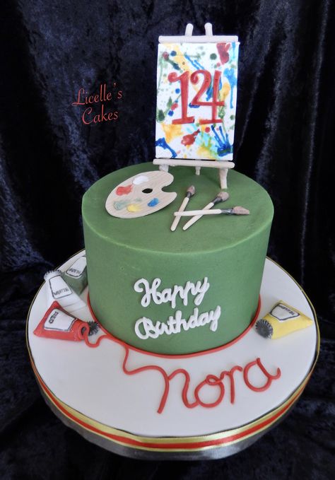 Painter Cake Ideas Art Birthday, Painter Cake, Decor Tort, Artist Party, Artist Cake, Cake With Fondant, Artist Birthday, Muesli Bars, Beautiful Cake Designs