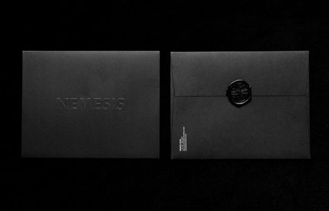 Nemesis Films designed by Anagrama Web Design Mobile, Circular Logo, Black Envelopes, Film Design, Stationary Design, Envelope Design, Wax Stamp, Wax Seal Stamp, Wax Seal