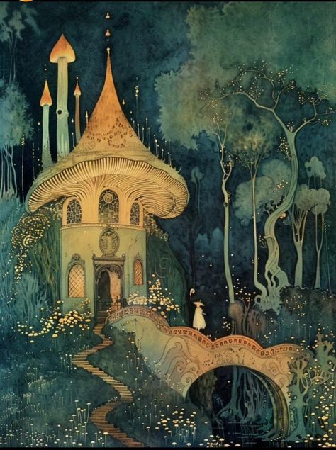 Modern Fairytale Illustration, Whimsical Fantasy Aesthetic, Whimsical Fantasy Art, Fairytale Art Illustration, Ethereal Scenery, Utopian Art, Fairy Tales Art, Fairytale Animals, Fairy Tale Illustrations