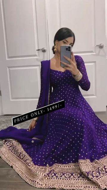 Purple Anarkali, Long Anarkali Gown, डिजाइनर कपड़े, Gown With Dupatta, Long Anarkali, Anarkali Dress Pattern, Party Wear Gown, Indian Wedding Wear, Anarkali Gown