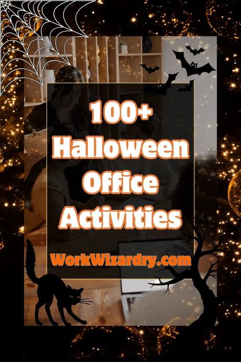 70+ Office Halloween Activities For The Workplace (Virtual, party, or in-office ideas) 7 Fall Theme Work Events, Fall Activities For Work, Work Halloween Contest Ideas, School Office Halloween Decorations, Office Activities Work, Fun Halloween Activities For Adults At Work, Halloween Games At Work, Halloween Party Work Ideas, Halloween Games For Staff