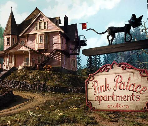 Henry Selick, The Pink Palace, Lots Of Kisses, Coraline Aesthetic, Coraline Jones, Pink Palace, Tim Burton Movie, Coraline, Gravity Falls