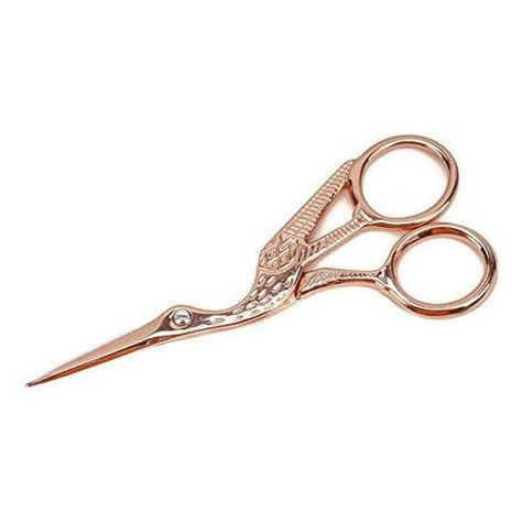 Embroidery scissors with stork design in rose gold. Perfect for any embroiderer. #embroideryscissors #embroidery #stork . #Santa_Clara #Stork_Embroidery #Threads_For_Embroidery #Different_Types_Of_Paper Stork Embroidery, Scissors Design, Stationary Supplies, Sewing Scissors, Cloth Wipes, Embroidery Scissors, Victorian Gold, Personalized Embroidery, From Santa