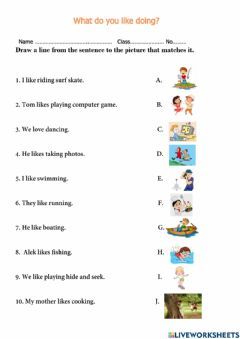 What Do You Like To Do Worksheet, Free Time Activities, English Grammar Worksheets, What Do, Weekend Activities, English As A Second Language (esl), Active Listening, Grade 8, Grammar Worksheets