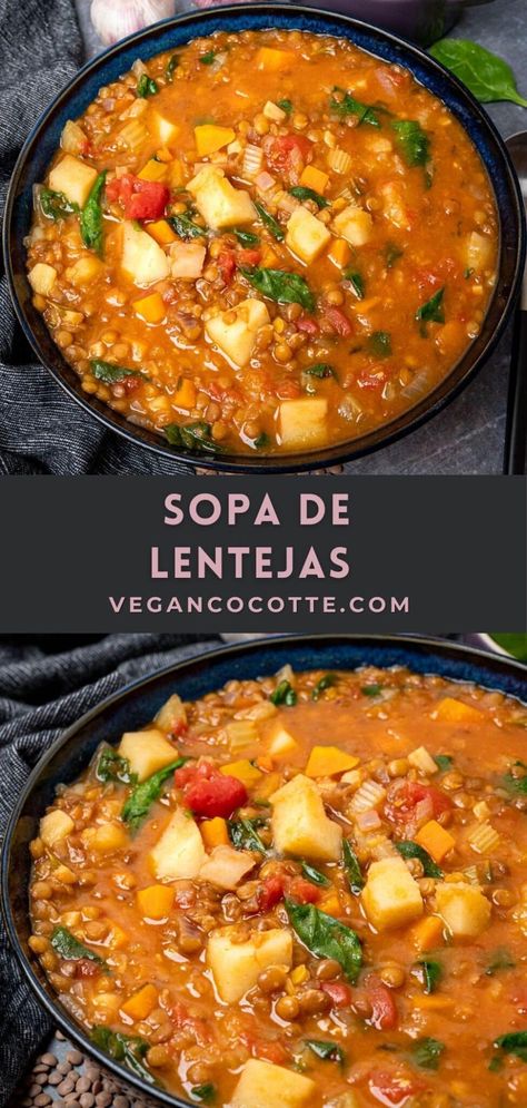 Creamy Lentil Tortilla Soup, Chipotle Lentil Soup, Spanish Lentils And Rice, Healthy Dinner Recipes Lentils, Lentil Garbanzo Bean Soup, Lentil Bean Recipes Dinners, Lentils Recipe Soup, Lentil Mexican Soup, Puerto Rican Lentil Soup