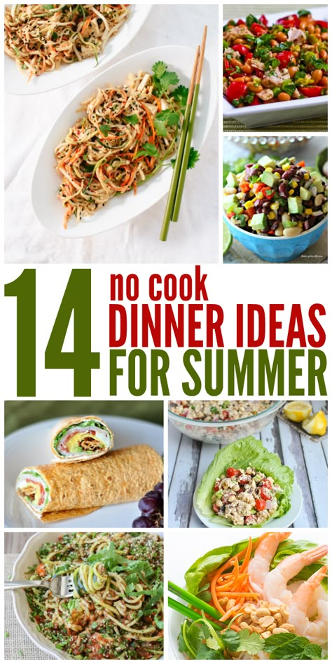 These no cook summer meals sound so refreshing and delicious! - One Crazy House No Cook Summer Meals, No Cook Dinner Ideas, No Cook Dinner, Hot Weather Meals, Dinner Light, Cook Meals, Easy Summer Dinners, Summertime Recipes, No Cook