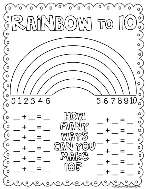 http://acupcakefortheteacher.blogspot.com/2013/01/rainbow-to-10-freebie.html Number Bonds, Math Number Sense, Math Intervention, Math Addition, Math Workshop, Homeschool Math, Guided Math, Number Sense, Numeracy