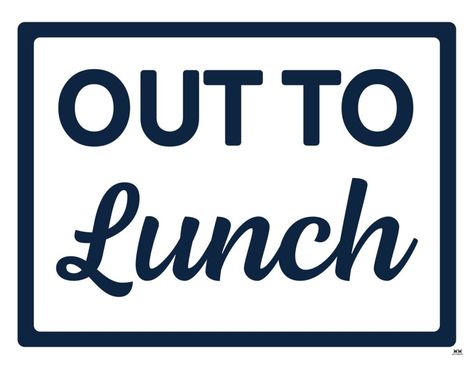 Let people know that you're on a short lunch break with one of these 15 FREE printable out to lunch signs. Print from any personal printer! Be Right Back Sign, Out To Lunch Sign, Black Paper Background, Out To Lunch, Be Right Back, Sign Post, Lunch Break, Free Sign, Sign Templates