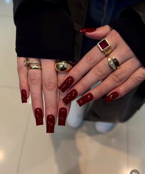 Red Square Acrylic Nails, Deep Red Nails, Kutek Disney, Dark Red Nails, Wine Nails, Finger Tats, Maroon Nails, Milky Nails, Red Acrylic Nails