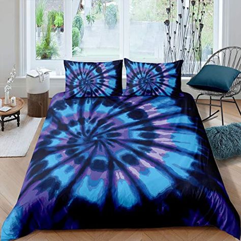 Bedsets Ideas, Draps Design, Hippie Bedding, Tie Dye Bedding, Bedroom Vibes, Bed Comforter, Quilt Bedspread, Galaxy Theme, Bedding Duvet