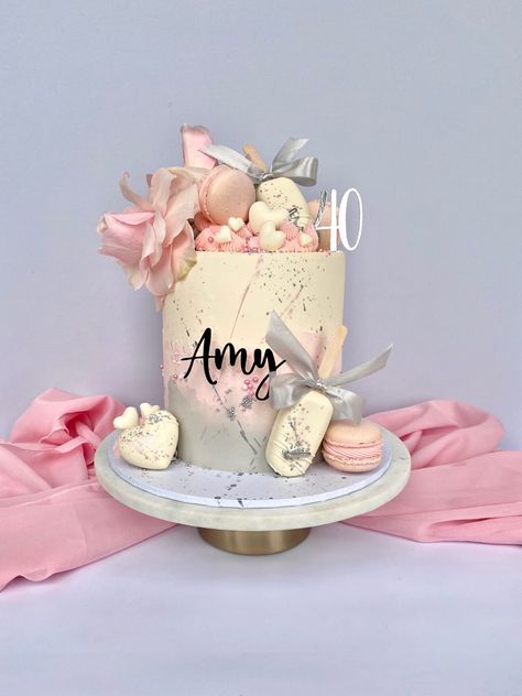 Tall Cake, 40th Birthday Cake, Pattern Cake, Girls Cake, 50th Cake, Sweet Temptation, Patterned Cake, Tall Cakes, Buttercream Cakes