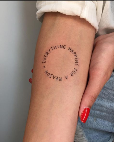 Circle Of Friends Tattoo, Round Text Tattoo, Words In A Circle Tattoo, Round Arm Tattoo, Small Circular Tattoos, Circle Text Tattoo, Circle Tattoo Placement, Round Tattoo Ideas, Circle Of Life Tattoo