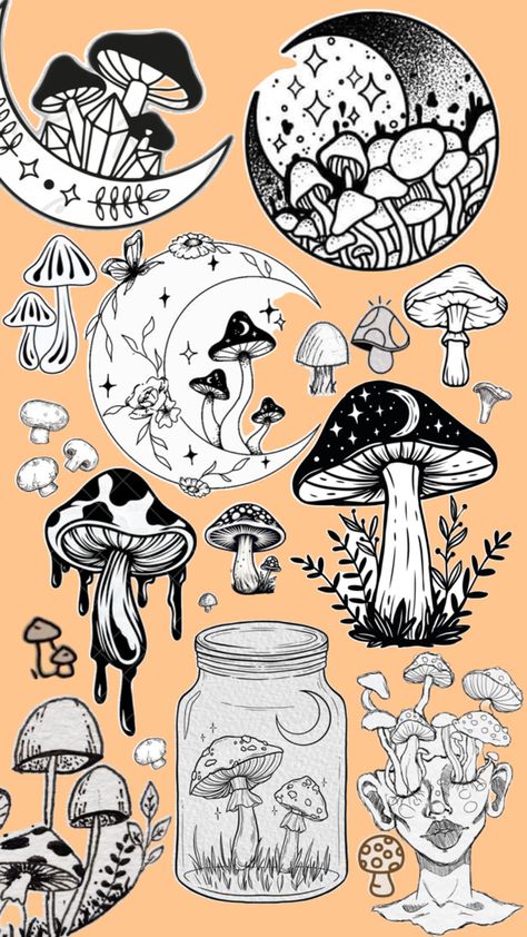 Mushroom art Christmas Mushroom Drawing, Lady Mushroom Tattoo, Mushroom Tattoos, Mushroom Drawing, Mushroom Fungi, Mushroom Art, Fairy Houses, Paddles, Tattoos For Women