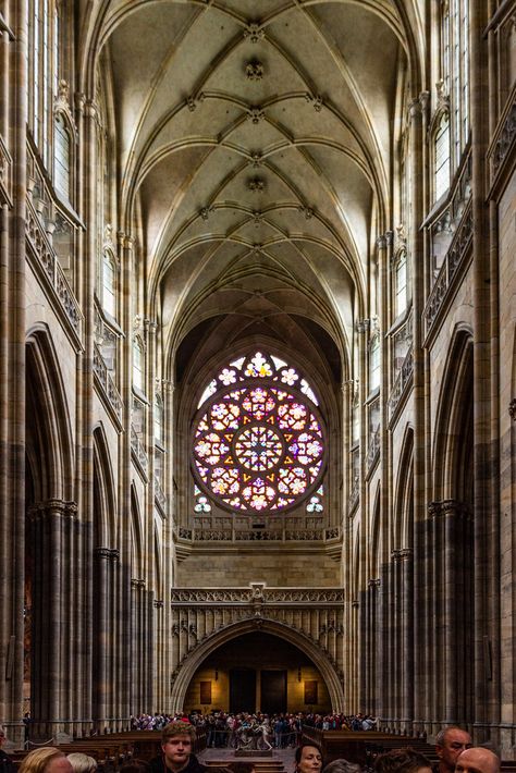 Nave, St. Vitus Cathedral, Prague Castle, Hradčany, Prague, Bohemia, Czechia St Vitus Cathedral Prague, Saint Vitus, Bohemian Crown, St Vitus Cathedral, Hidden Room, Creation Of The World, St Vitus, Ancient Castle, Rose Window