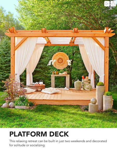 Outdoor Meditation Space, Freestanding Pergola, Outdoor Meditation, Gazebo On Deck, Gazebo Pergola, Back Porch Ideas, Pergola Plans, Pergola Patio, Meditation Space