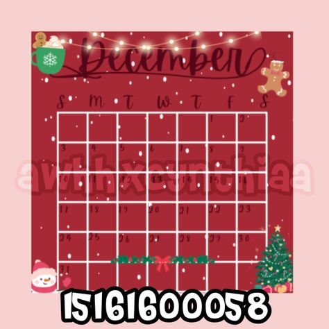 Christmas Decor Codes Bloxburg, Christmas Decor Codes Berry Ave, Christmas Carpet Codes Bloxburg, Bloxburg Calender Decal Code, Bloxburg Decals Codes Aesthetic Christmas, Calendar Codes Bloxburg, Bloxburg Christmas Decals Codes Calendar, Christmas Bloxburg Decor, Roblox Bloxburg House Ideas Christmas