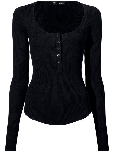 black silk ribbed knit slim cut round neck short front button fastening long sleeves straight hem Black Shirts Long Sleeve, Long Sleeve Basic Top, Baddie Wishlist, Hogwarts Clothes, Black Top Long Sleeve, Office Siren, Dream Outfits, Super Nails, City Dress