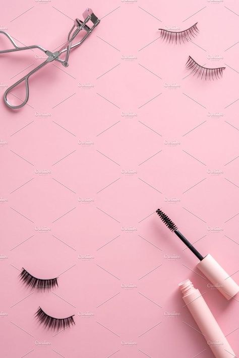 Frame made of makeup cosmetics Makeup Posts Instagram, Cosmetic Wallpaper, Cosmetic Background, Eyelashes Curler, Makeup Poster, Makeup Backgrounds, Makeup Wallpaper, Makeup Business Cards, Makeup Logo Design