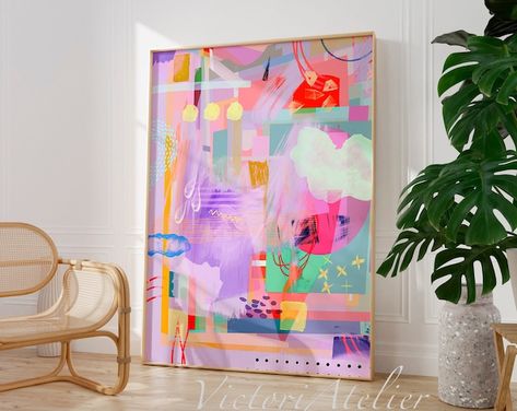 VictoriAtelier - Etsy Eclectic Artwork, Modern Artwork Abstract, Green Art Print, Coastal Art Prints, Abstract Painting Print, Green Paintings, Grand Art Mural, Purple Art, Green Wall Art