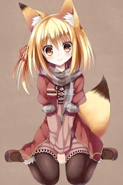 Kitsune: Half-fox/Half-human Wolf Anime, Moe Anime, Images Kawaii, Fox Girl, Anime Animals, Anime Cat, Animal Ears, I Love Anime, Kawaii Girl