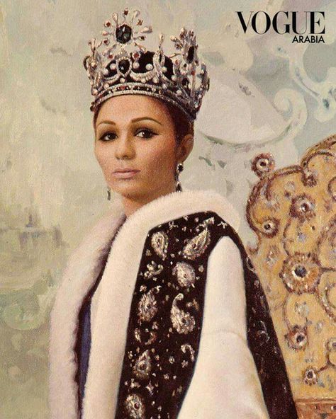 H.I.M. Shahbanou Farah Diba Pahlavi, The Queen of Iran, and Princess Noor Pahlavi, Interview with Vogue, 2019 Noor Pahlavi, Chaharshanbe Suri, Mohamed Reza Pahlavi, Peacock Throne, Empress Farah, Crown Painting, Farah Pahlavi, Iranian Culture, Persian Princess