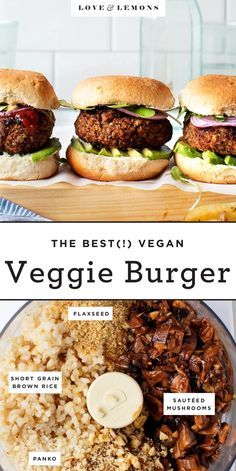 Vegan Grain Recipes, Paneer Recipes Vegetarian, Veggie Mushroom Burger, The Best Vegetarian Recipes, 5 Supreme Super Foods, Vegan Burger Ideas, Unleavend Bread Recipe, Vegan Vegetarian Recipes, Golo Diet Recipes Vegetarian