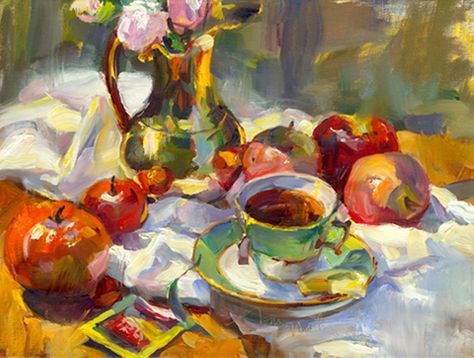 Summer Still Life w Apples, Painting by Tom Nachreiner Van Gogh Still Life, Still Life With Apples, Hd Nature Wallpapers, Daily Painters, Fine Art Painting Oil, Still Life Oil Painting, Painting Still Life, Impressionist Art, Still Life Art