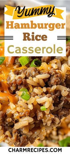 Quick and Delicious Hamburger Rice Casserole Hamburger Helper Rice Recipes, Hamburger Dinners Ideas, Hamburger And Wild Rice Recipes, Cheesy Hamburger Rice Casserole Recipes, Hamburger Main Dishes, One Dish Rice Meals, Easy Recipe With Hamburger Meat, Hamburger And Brown Rice Recipes, Quick Casserole Recipes Ground Beef