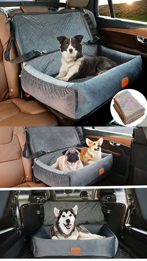 Dog Car Seat for Large Dogs,Car Seat 2 Small Dogs,Dog Car Travel Bed Dog Seat Made, Comfortable and Safe;Multipurpose Design - can be Converted into a Dog Bed or a Dog Sofa Cushion. #amazon #dog #dogcarseat #largedogs #dogprodutcs Diy Dog Seat For Car, Car Dog Accessories, Large Dog Car Seat, Dog Seat For Car, Dog Car Setup, Bed Extension For Dog, Traveling With Dogs In Car, Van Vehicles, Car Dog Bed