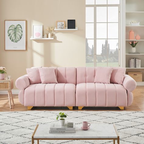 Product Description Sofa size 89.37*28.34*28.74 Product weight 103.6lbs Gross weight 104.49lbs Carton size A:38.85*24.4*14.96 B:38.85*24.4*14.96 C:37.79*29.13*12.59 Product type sofa It can seat several people 3 Sofa fabric Velvet Leg material/color… Spring Furniture, Throw Pillows Living Room, Stylish Sofa, Living Room Furniture Sofas, Functional Furniture, Upholstered Sofa, Living Room Seating, Online Furniture Stores, House Of Hampton