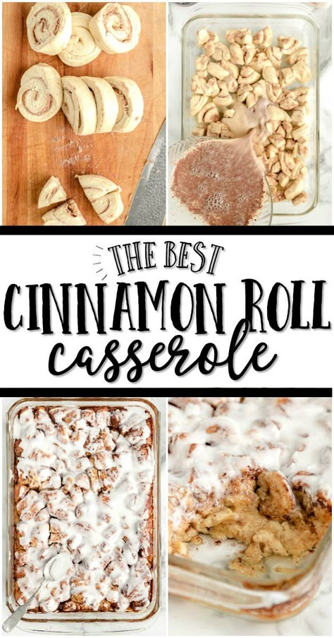 This cinnamon roll casserole recipe is a quick and tasty breakfast treat. It’s drizzled with maple syrup, baked in the oven, and topped with a thick icing glaze. A perfectly easy brunch recipe for family, holidays, or lazy Sundays. Cinnamon Roll Casserole Recipe, Cinnamon Roll Desserts, Recipe For Family, Icing Glaze, Cinnamon Roll Casserole, Easy Brunch Recipes, Brunch Recipe, Tasty Breakfast, Easy Brunch