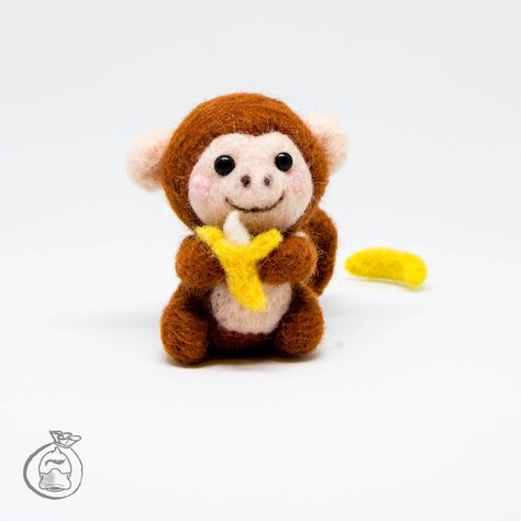 NEW UPDATE Hi everyone, we are excited to announce that starting from June 1, 2020 we are using only super high-quality Star and Spiral felting needles instead of the Triangle needles in our kits! This will help you to enjoy your projects even more and felt 2x times faster! Needle felting DIY Kit - Easy - Monkey Banana Estimated production time: 1hr 30min.  Difficulty level: Moderate Make a cute animal with this needle felting DIY kit! This kit is perfect for needle felting beginners. It include Needle Felting Inspiration, Easy Needle Felting Projects, Monkey Banana, Felting Diy, Felting Needles, Monkey And Banana, Felted Art, Needle Felting Diy, Felting Ideas