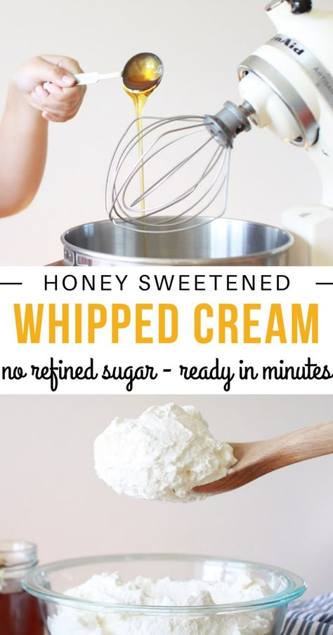 Whipped Cream With Milk, Healthy Whipped Cream, Making Icing, Whipped Cream Recipes, Diy Whipped Cream, Baking Friends, Homemade Cool Whip, Honey Whipped Cream, Sugar Free Whipped Cream